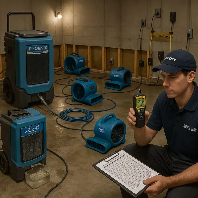 Structural Drying and Dehumidification process in Weehawken, NJ